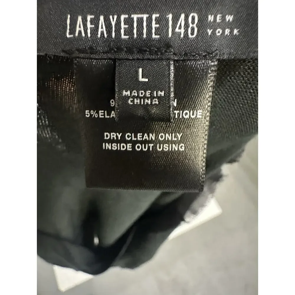 Lafayette 148 NY Linen Black Tunic Top Asymmetrical Hem Minimalist Resort L